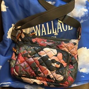 MZ Wallace Quilted Crossbody in Pink and Black Camouflage